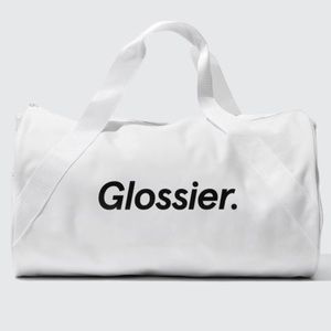 NWT Limited Edition Glossier white duffel bag